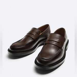 ✨NIB Zara - LEATHER PENNY LOAFERS Men’s size 39